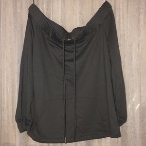 Buckle off the shoulder sweater